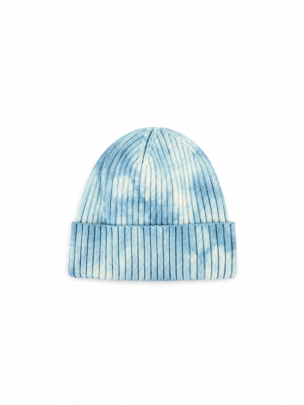 Free People Partly Cloudy Rib Tie Dye Beanie Blue White NWT